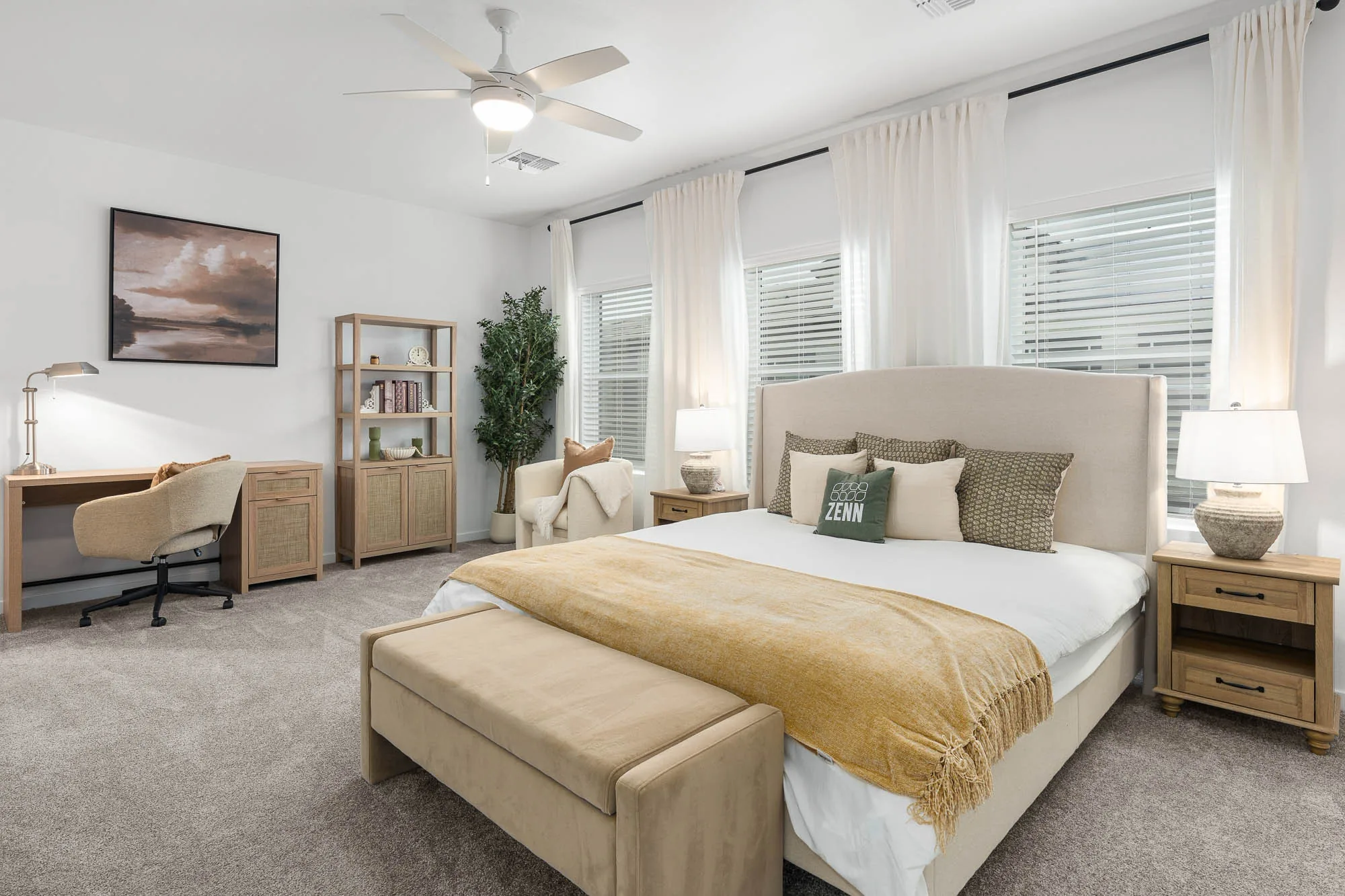 Furnished bedroom shown — representative home at Zenn Skyview.